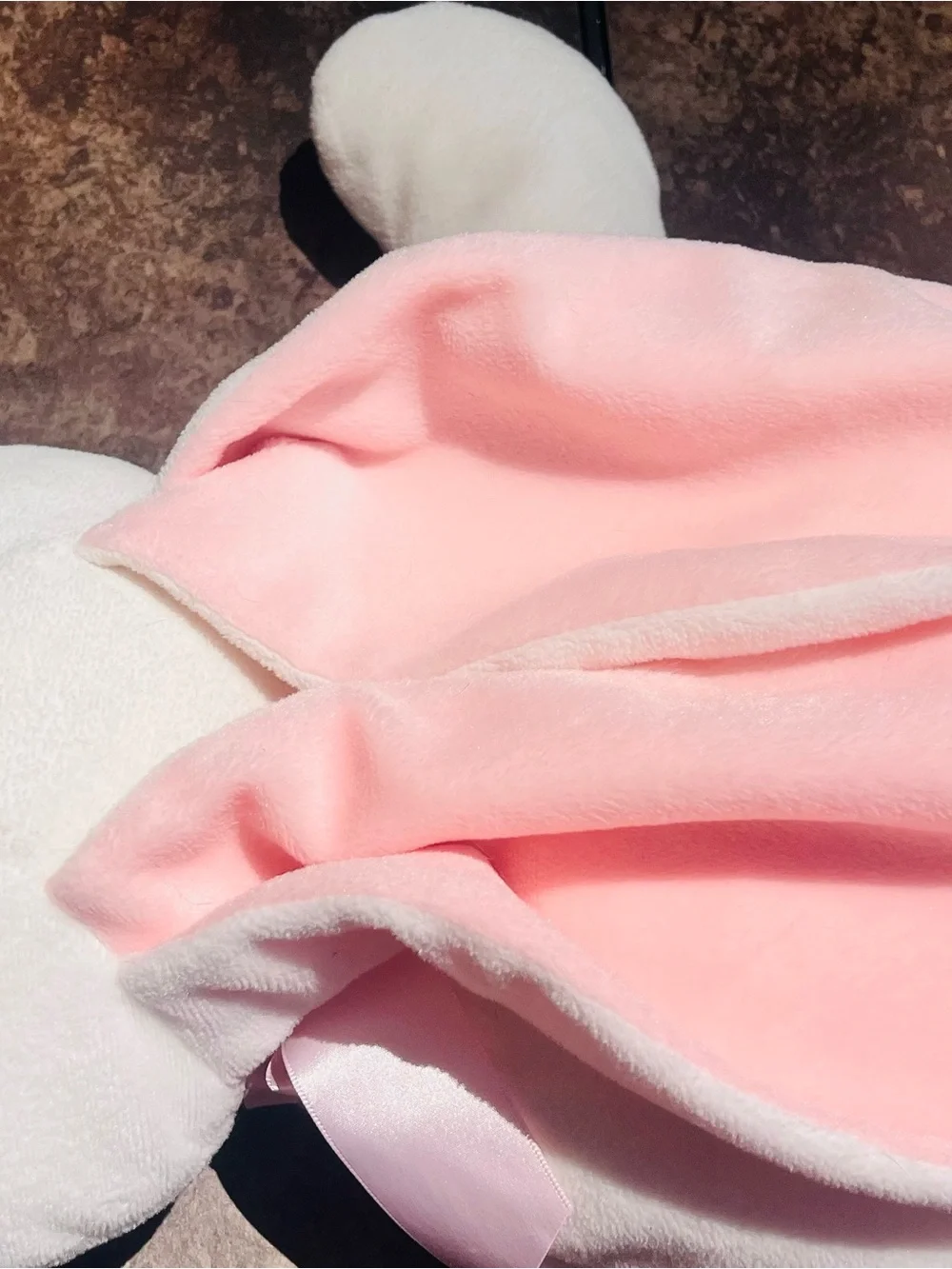 Plush Bunny Comforter Toy - White & Pink